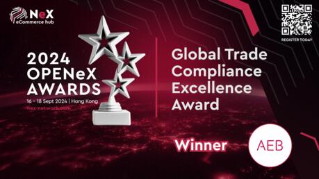 AEB is the Global Trade Compliance Excellence Award Winner at the 2024 OPENeX Awards